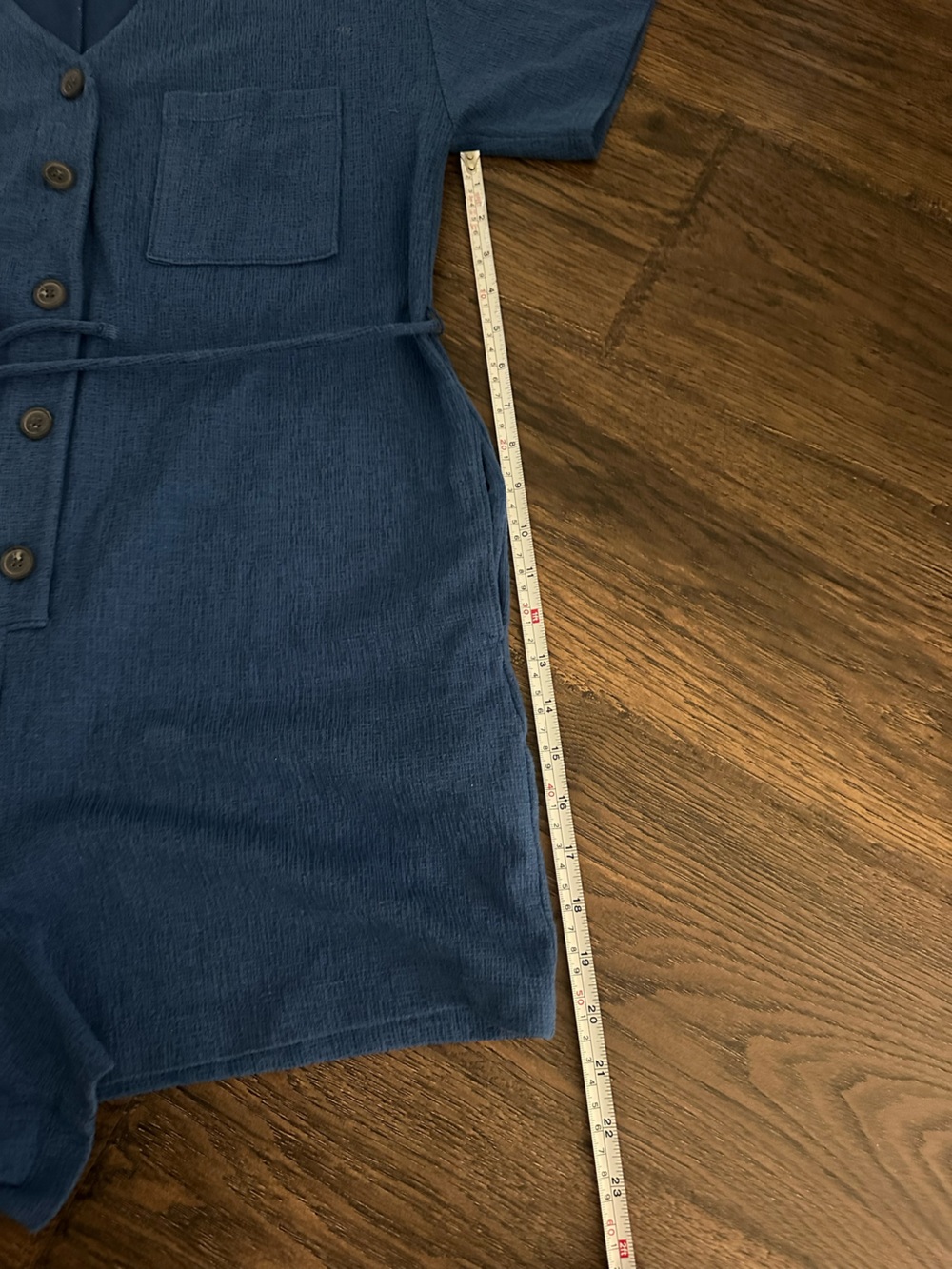 Old Navy Cobalt Blue Short Sleeve Button Romper with Waist Tie - Size Medium - Picture 4 of 6